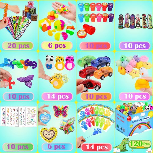 Dilycery 120 Pcs Party Favors Toy for Kids, Treasure Box Carnival Prizes for Classroom School Rewards, Christmas Stocking Stuffers, Goodie Bag Pinata Fillers Bulk Toys for Boys Girls