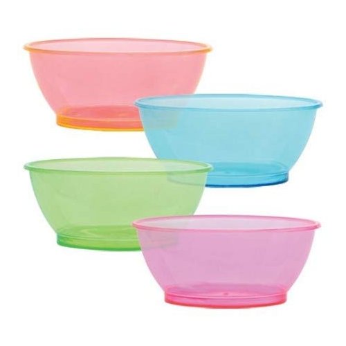 Tiger Chef Neon Assorted Party Plates, 8-Pack 6-ounce Hard Plastic Plates, Assorted Neon Colors Pink, Blue, Green and Orange