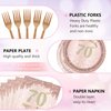 96PCS 70th Birthday Decorations for Women Rose Gold 70 Years Birthday Party Supplies Rose Gold Birthday Supplies Plates and Napkins Forks Disposable Tableware Set for Gifts Women1954 Themed Party