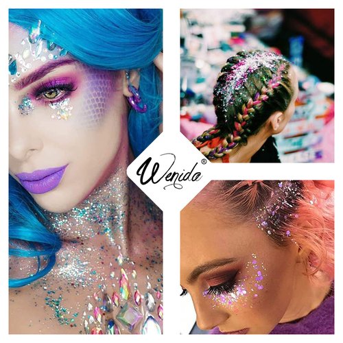 Body Glitter Wenida 9 Colors 190g Iridescent Ultra Sparkle Opal Chunky Glitter Cosmetic Festival Makeup Powder for Nail Hair Eye Face