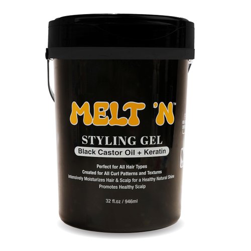 EBIN NEW YORK Melt'n Styling Gel Keratin and Black Castor Oil 32oz - Gives High Shine and Provides a Soothing and Calming Effect, Strong Hold Styling, Nourshing the Hair, No Frizz or Breakage