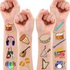 100 PCS Funny Musical Instrument Temporary Tattoos Theme Birthday Party Decorations Supplies Favors Decor Music Guitar Musician Violin Tattoo Stickers Gifts For Kids Boys Girls Class Prizes Carnival
