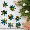 Whaline 120Pcs Christmas Snowflake Scratch Paper Art Rainbow DIY Scratch Art Set Magic Scratch Paper Off Cards with 120Pcs Ribbons and 60Pcs Wooden Styluses for Winter Crafts Ornaments Party Games