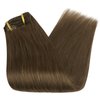 Full Shine Clip in Hair Extensions Real Human Hair Brown Remy Hair Extensions Clip ins Brown Human Hair Extensions Natural Brazilian Straight Hair Extensions 20 inch 7Pcs 120g