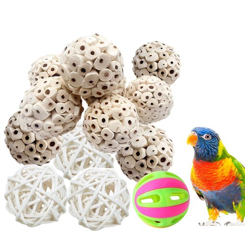 huahuacreat 6Pcs Parakeet Toys, Natural Sola Balls Shredding Foot Parrot Chew Toys Bird Foraging Toys for Small Pets Conures Cockatiel Rabbit Guinea Pig Bunny Treats