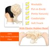 Messy Bun Hair Piece,Qunlinta Long Wavy Tousled Updo Hair Bun Extensions Wavy Hair Wrap Ponytail Hairpieces Hair Scrunchies with Elastic Hair Band for Women Girls -Bleach Blonde