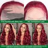 Cikana 99J Burgundy Lace Front Wigs 30 Inch Red Wig Human Hair Body Wave 13x4 HD Lace Frontal Wigs Natural Hairline Pre Plucked 180% Density Glueless Brazilian Virgin Human Hair Bleached Knots