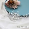Jonky Bride Wedding Crystal Hair Comb Silver Pearl Hair Piece Rhinestone Hair Accessories for Women and Girls