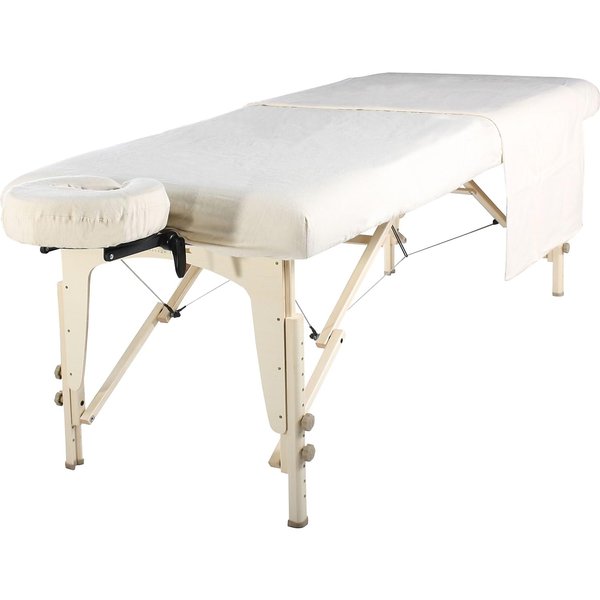 Master Massage Universal Massage Table Flannel Sheet Set 3 in 1 Table Cover, Face Cushion Cover, Table Sheet, Pure White