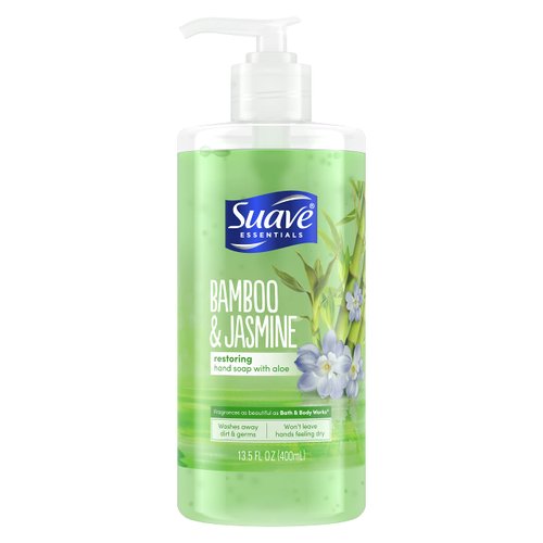 Suave Restoring Liquid Hand Soap Washes Away Dirt and Germs Bamboo and Jasmine Hand Soap that Won't Leave Hands Feeling Dry 13.5 oz