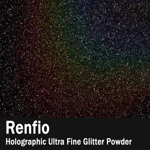 Renfio Holographic Ultra Fine Glitter Powder Metallic Resin Glitter 2.11 Oz (60g) PET Flakes Crafts Sequins 1/128" 0.008" 0.2mm Epoxy Chips Flakes for Tumblers Slime - Laser Black