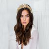 Bubbmi Raw Crystal Headband with Pearl Flowers, Quartz Rhinestone Bridal Tiara Crown Headpiece for Women Girls (golden)