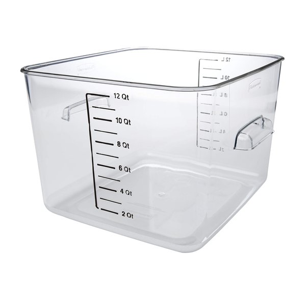 Rubbermaid Commercial Products, Space Saving Square Food Storage Container, 12 Quart, Clear, for Kitchen, Sous Vide, and Meal Prep