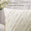 Pallene Soft Faux Fur Throw Pillow Covers 18x18 - Plush Short Wool Velvet Decorative Pillow Covers - Couch Sofa Pillow Covers for Living Room - with 3D Diamond Pattern - Set of 2 - Cream White