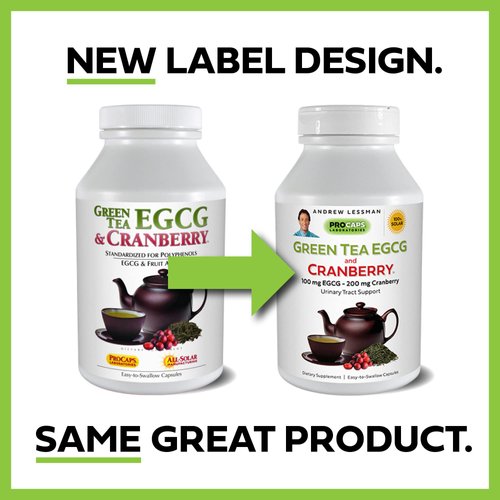 ANDREW LESSMAN Green Tea EGCG & Cranberry 60 Capsules – Standardized for Catechins and Polyphenols. Helps Protect Tissues, Organs and Systems Throughout The Body. Powerful Anti-oxidant Support