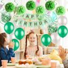 Green Birthday Party Decorations Kit - Happy Birthday Banner, Spiral Charm，Paper Flower Ball, Latex Balloon and Confetti Balloons for Girls Boys Birthday Party Supplies