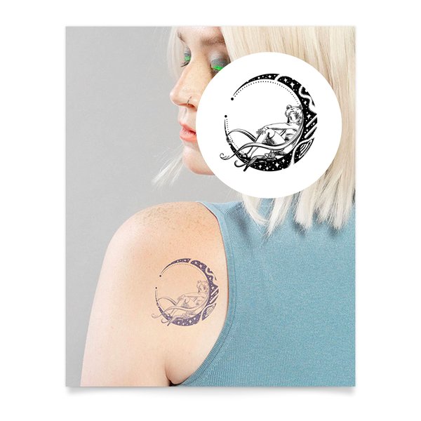 Inkbox Temporary Tattoos, Semi-Permanent Tattoo, One Premium Easy Long Lasting, Water-Resistant Temp Tattoo with For Now Ink - Lasts 1-2 Weeks, Moon Kingdom, 4 x 4 in