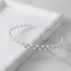 SWEETV Pearl Bridal Headband Handmade Wedding Headbands for Women Silver Rhinestone Hair Band Bridal Headpieces for Wedding Hair Jewelry Accessories
