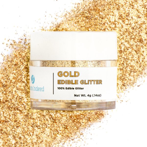 Sweets Indeed Gold Edible Glitter, Perfect for Drinks, Cocktails, Beverages & Cake Decorating, Dessert Cake Topper, 4 grams (Gold 4g)