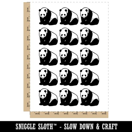Cute Giant Panda Bear Sitting Temporary Tattoo Water Resistant Fake Body Art Set Collection - 15 2" Tattoos (1 Sheet)