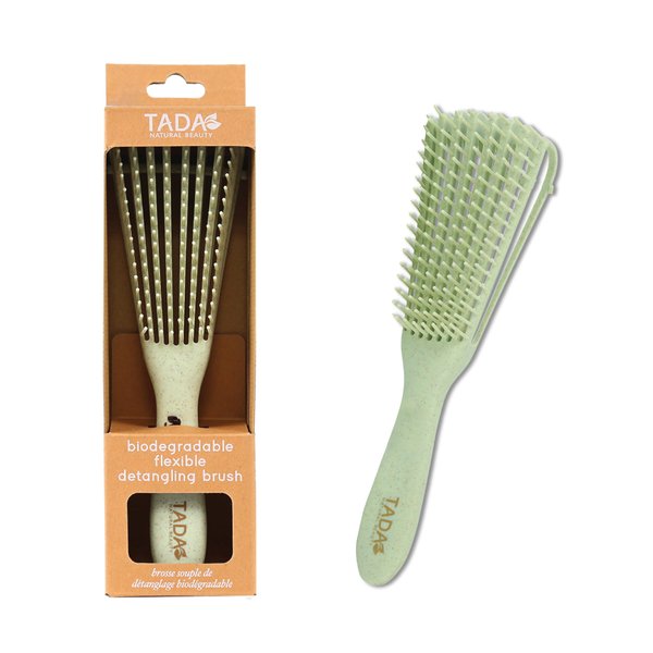Flexible Detangling Hair Brush for Curly, Black Natural Hair, Afro Textured Size Adjustable Hairbrush (Green)