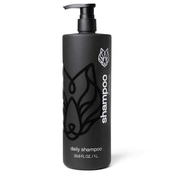 Black Wolf Everyday Cleansing Hair Shampoo for Men, 1 Liter - Thick, Rich Lather with Natural Charcoal Powder - Cleanses & Fights Dirty, Greasy Hair