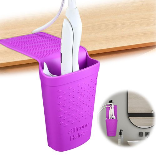zxbaers Hot Iron Holster, Silicone Hot Hair Tools Holder with Suction Cup, Hair Straightener Holder/Curling Iron Holder/Flat Iron Holder Hair Styling Tool Organizer