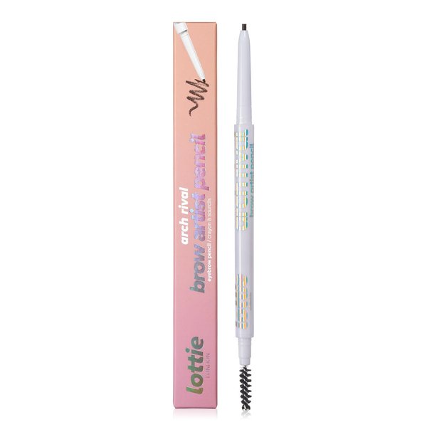 Lottie London Arch Rival: Brow Artist in Brown, Retractable Eyebrow Pencil, Ultra-fine Brow Brush for High-definition Ultra-precise Hair-like Effect.