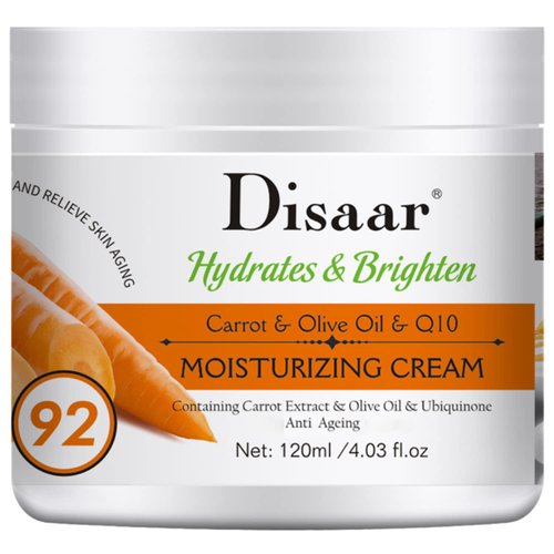 DISAAR Beauty Carrot Olive Oil Q10 Moisturizing Cream Hydrates Anti-Aging Vitamin A Skin Care 120ml/4.03fl.oz
