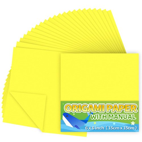 Praisebank Yellow Origami Paper, 220pcs 6x6 inch, Double Sided Color, Origami Paper Kit for Crafts, Origami Kit.
