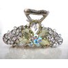 Silver metal flower crystal hair claw clip bridal clip