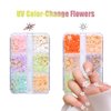 3D Flower Nail Charms, 2 Boxes 3D Acrylic Flower Nail Art Rhinestones White Pink Mixed Cherry Blossom Spring Gems Acrylic Nail Supplies with Pearls Manicure DIY Nail Decorations
