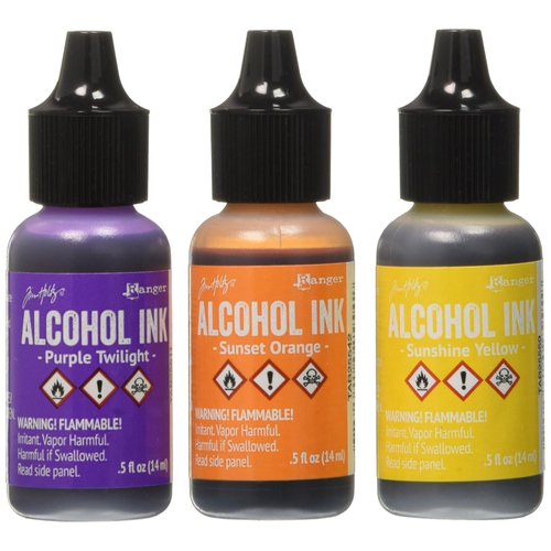 Ranger Tim Holtz Alcohol Ink .5oz 3/Pkg, Summit View-Sunshine/Sunset/Pure Twilght