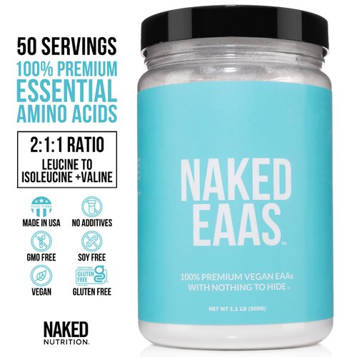 Naked Eaas Amino Acids Powder - 50 Servings - Vegan Unflavored Essential Amino Acids 500 Grams - Instantized All Natural Eaa Powder Supplement