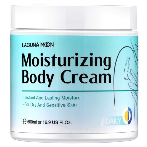Lagunamoon Shea Butter Body Cream - Smooth, Hydrate, Moisturize - Instant Moisturizing Body Butter with Hyaluronic Acid, Jojoba Oil, Shea Butter (500ml/16.9 oz)