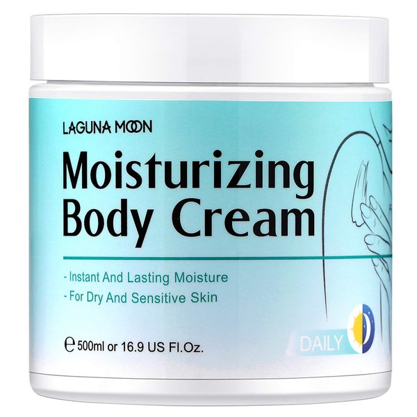 Lagunamoon Shea Butter Body Cream - Smooth, Hydrate, Moisturize - Instant Moisturizing Body Butter with Hyaluronic Acid, Jojoba Oil, Shea Butter (500ml/16.9 oz)