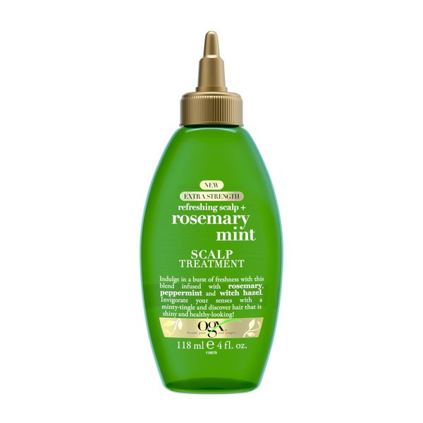 OGX Extra Strength Refreshing Scalp + Rosemary Mint Scalp Treatment, Refreshing Scalp Treatment to Help Remove Scalp Buildup, Minty Leave-In Dry Scalp Treatment for Shiny Hair, 4 fl. Oz