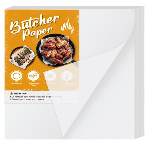 NEBURORA 60Pcs White Butcher Paper Sheets No Wax Disposable Butcher Paper Precut Square Wrapping Paper for Smoking Meats, Butcher Paper for Sublimation Heat Press 12 x 12 inch
