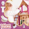 Skylety 6 Pieces 1:12 Dollhouse Bathroom Set Porcelain Dollhouse Miniature Furniture Toys Ceramic Dollhouse Toilet Basin Bathtub Mirror Doll Dollhouse Bathroom Accessories