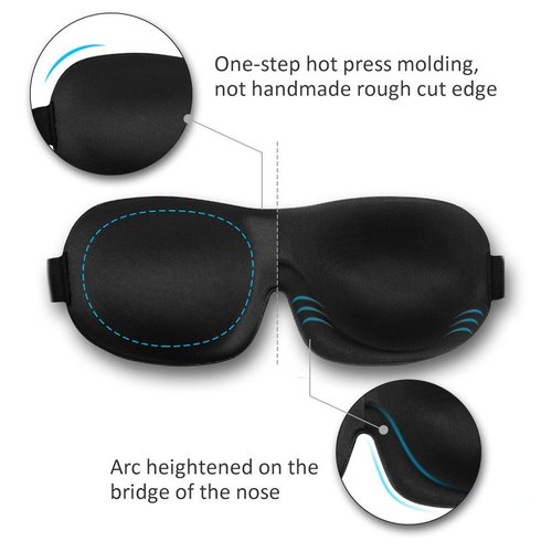AMAZKER Sleep Mask Invisible Alar Deep Orbit 3D Eye Mask Ultra Lightweight & Comfortable Sleeping Mask for Travel, Nap, Shift Works, Black & Blue
