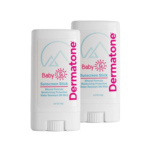 Dermatone Baby Sunscreen Stick SPF50 - Zinc Oxide Mineral Sunscreen for Babies, Toddlers, Kids, Broad Spectrum Fragrance Free Protection, Water-resistant, 0.5 oz - 2 pack