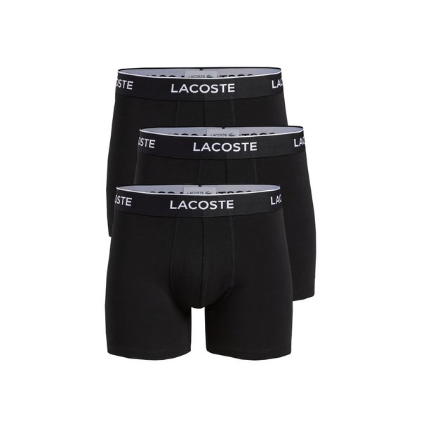 Lacoste mens Casual Classic 3 Pack Cotton Stretch Boxer Briefs, Black, Medium US