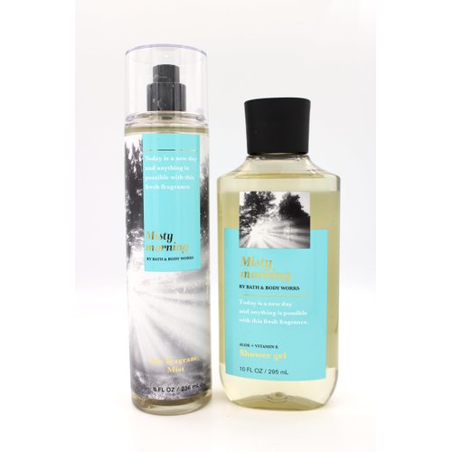 Misty Morning, Bath and Body, Fine Fragrance Mist and Shower Gel Body Wash Bundle Set