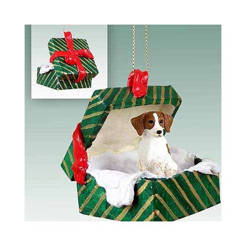 Brittany Gift Box Christmas Ornament Brown-White - Delightful!