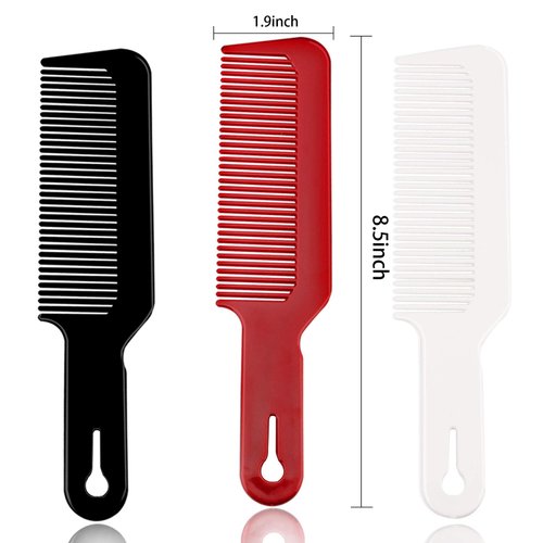 12 Packs Barber Combs, Flat Top Clipper Combs Barber Blending Comb Heat Resistant Hair Cutting Combs For Clipper-Cuts And Flattops (Black,Red White)