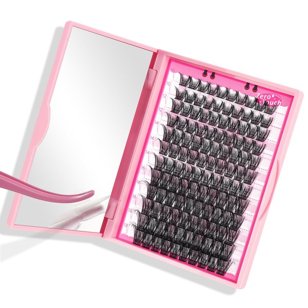 Lash Clusters, 120 Pcs Individual Cluster Lashes DIY Lash Extension Zero Bushy-D-10-18mix Eyelash Clusters Volume Wispy Lashes Super Thin Band Reusable Soft & Comfortable(Bushy-D-10-18 mix)