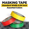Scotch Expressions Masking Tape, .94 in x 20 yd, 3 Rolls/Pack, Red, Yellow, Green (3437-3PRM)