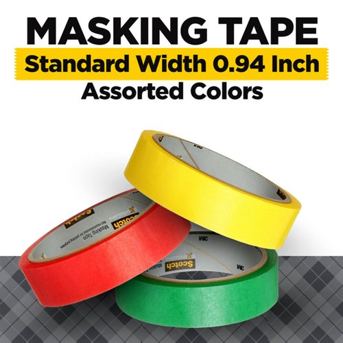 Scotch Expressions Masking Tape, .94 in x 20 yd, 3 Rolls/Pack, Red, Yellow, Green (3437-3PRM)