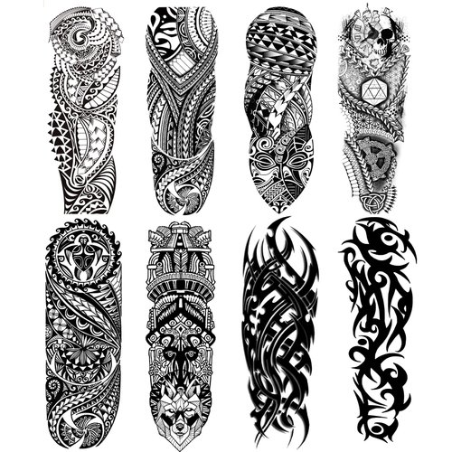 Fake Totem Sleeve Tattoos Stickers Full Arm Tribal Totem Temporary Tattoos Sleeves for Adult Kids...