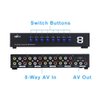 E-SDS 8-Way AV Switch RCA Switcher 8 in 1 Out Composite Video L/R Audio Selector Box for DVD STB Game Consoles CV0235